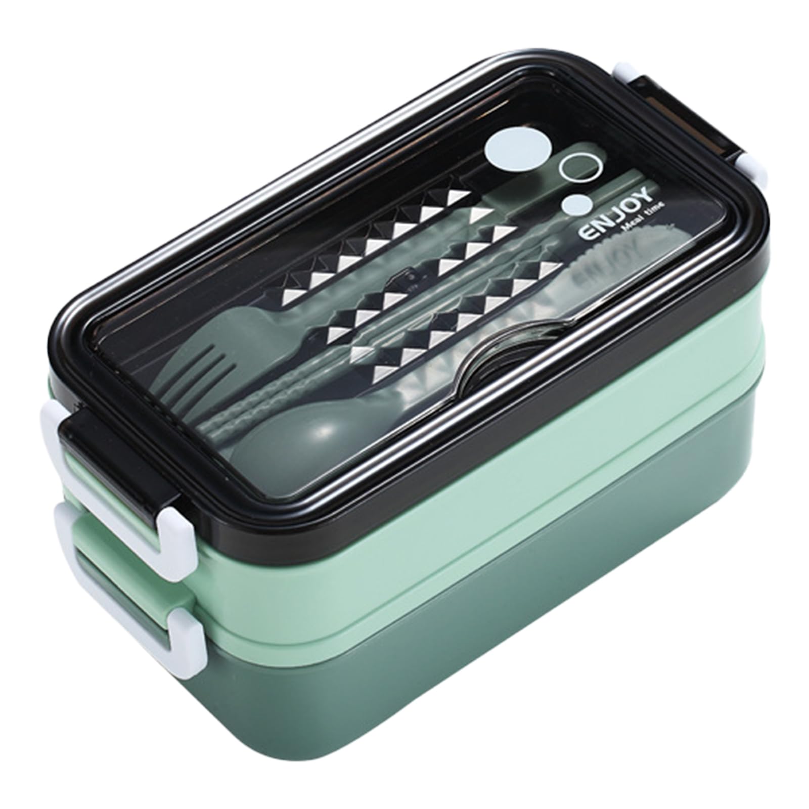 Buxuaaaa Green Spill Resistant Double Layer Lunch Box Nonrust Steel Insulated Food Jar Ergonomic Handle For Camping Commutes Double Walled Nonrust Steel Food Jar
