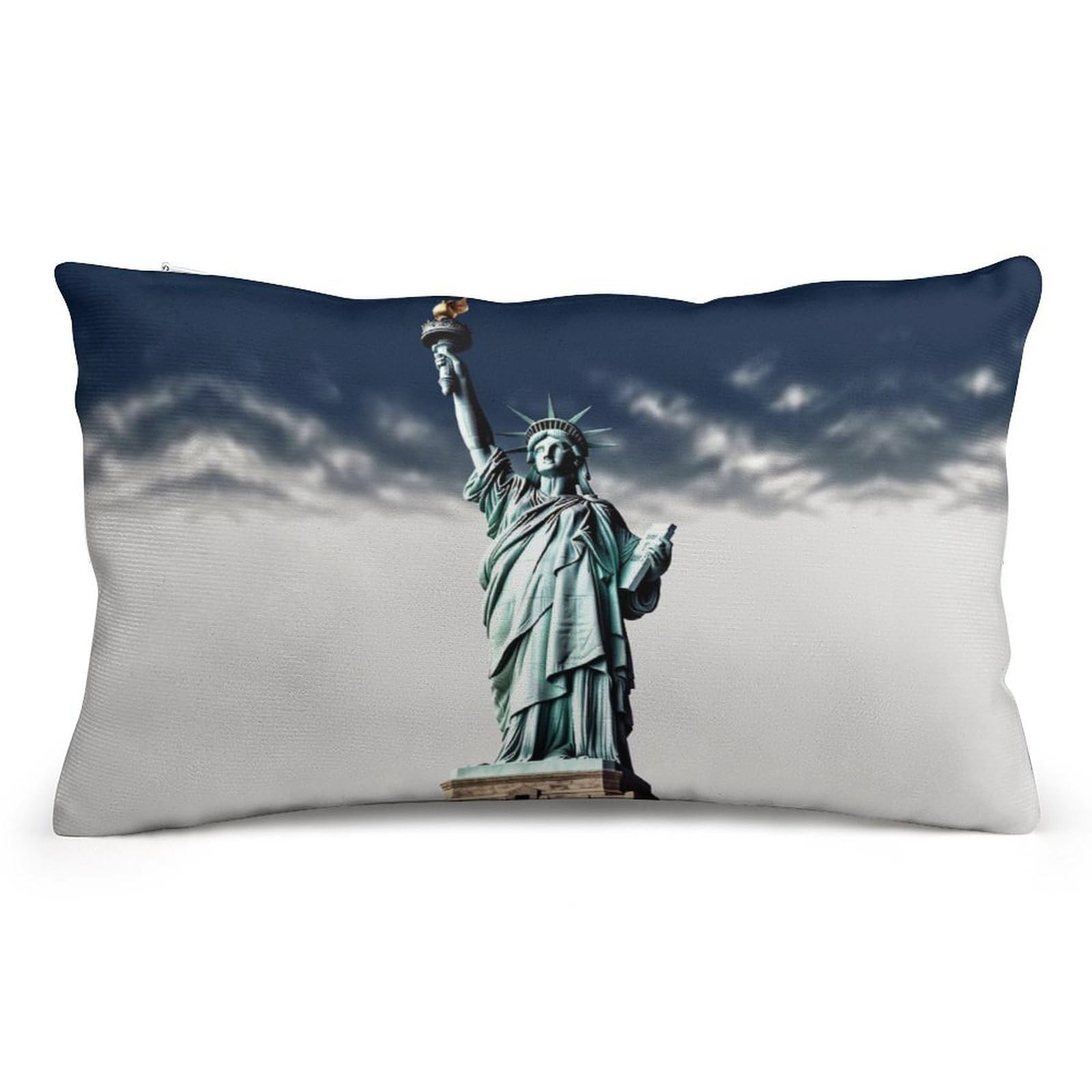 FodPand Decorative Throw Pillow Covers 8x12 Short Plush Statue of Liberty Body Pillowcase Cushion Cases with Invisible Zipper Rectangle Lumbar Pillow Shells for Sofa Couch Chair Bed Home Decor
