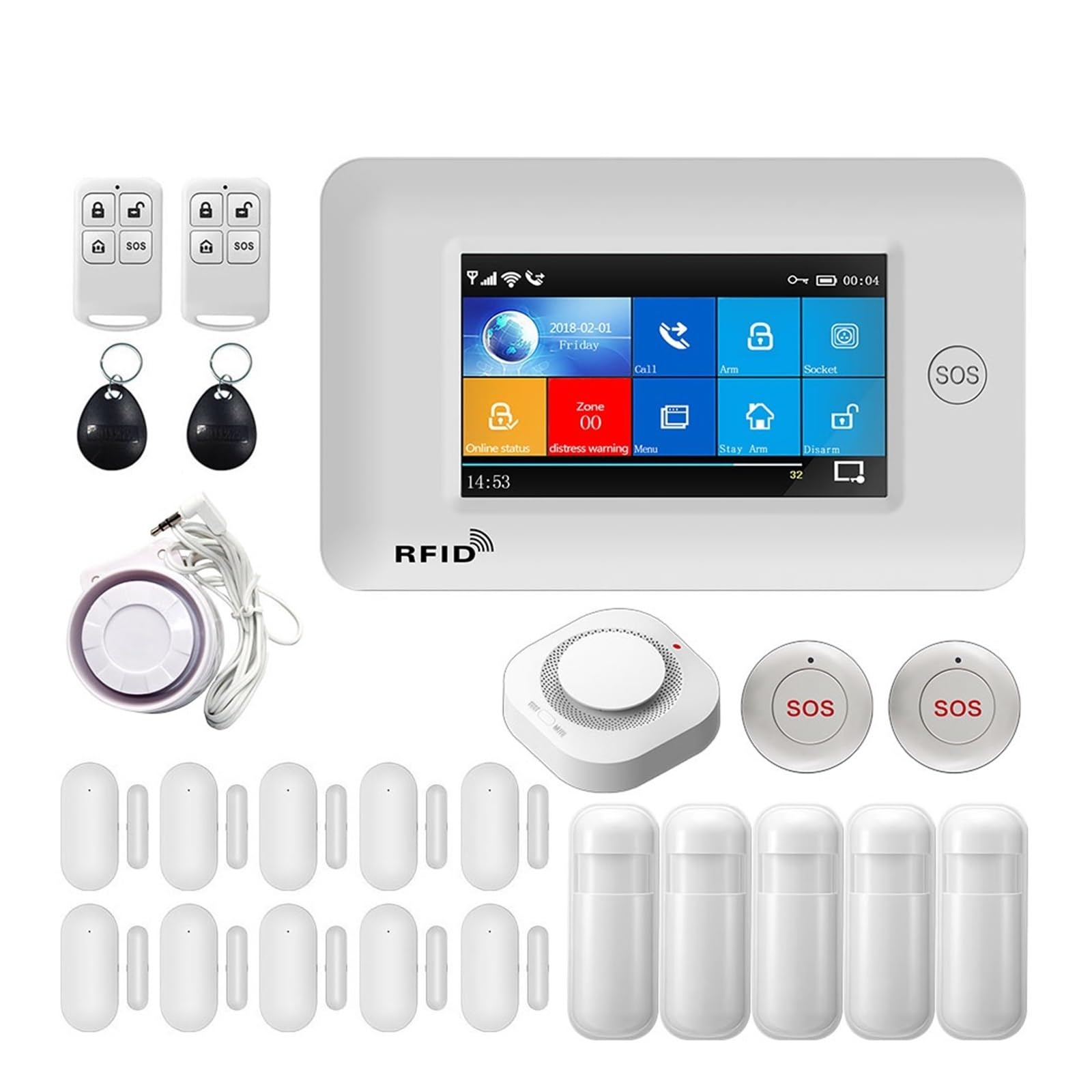 De Alarma De Seguridad Antirrobo For El Hogar WiFi gsm con Detector, Kits De Botones SOS, Incluye Sensores De Puertas Y Ventanas For Tuya(F)