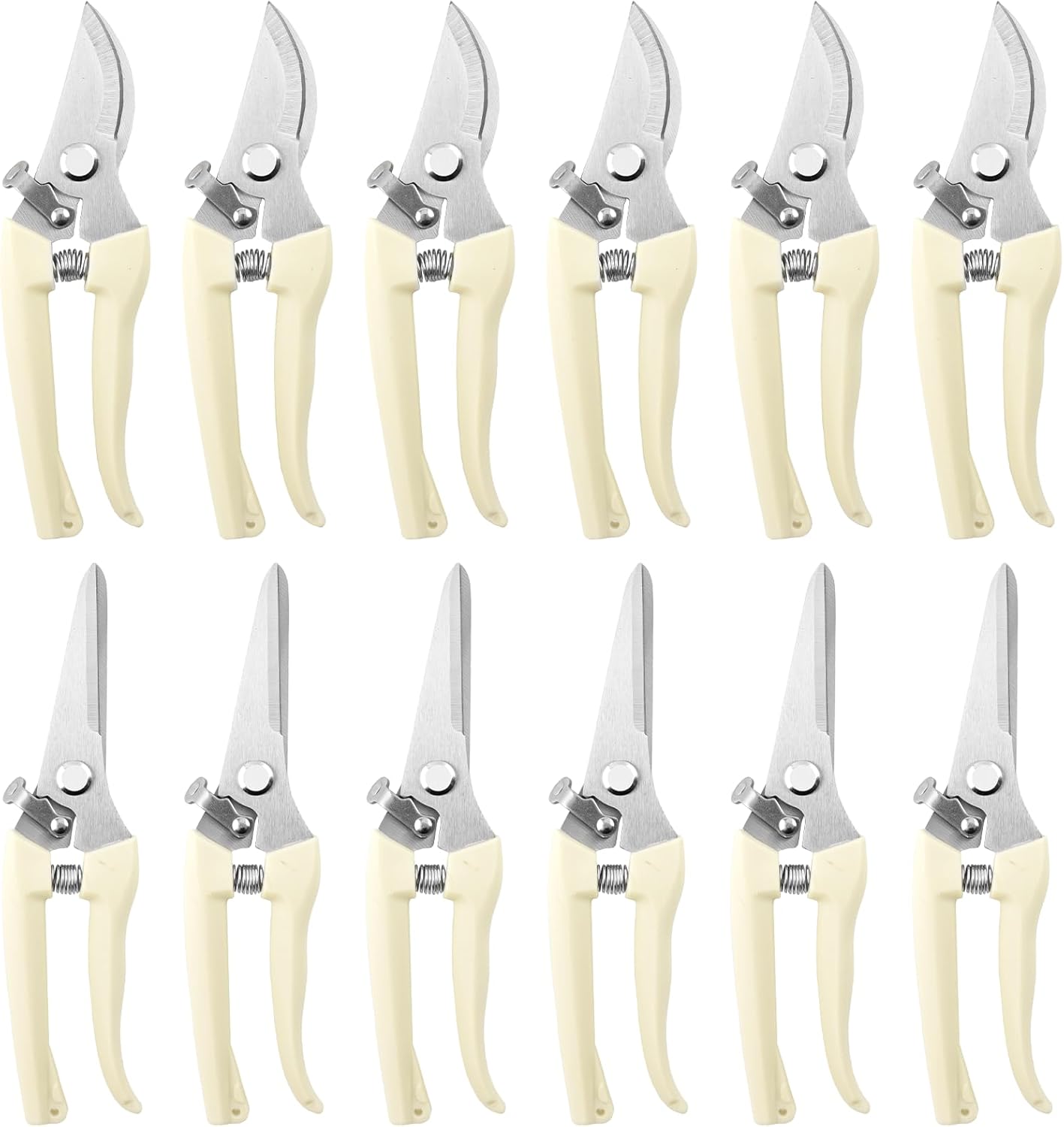 12 Pcs Garden Shears Flower Scissors Pruning Shears Floral Garden Clippers Hand Pruners Branch Cutter Gardening Tools for Plants Cutting, Trimming, Fruits Picking(Bypass, Straight)