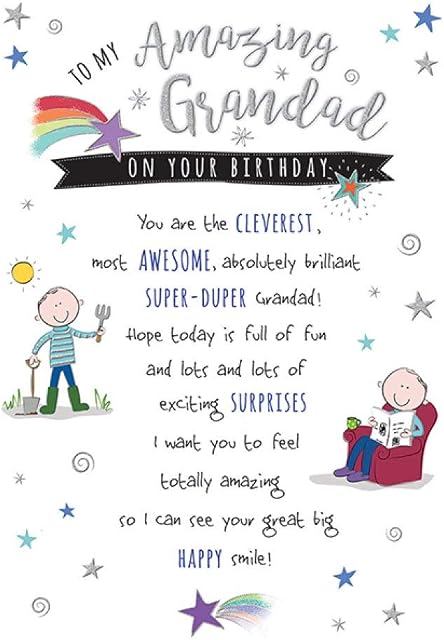 Amazing Cleverest Awesome Grandad Birthday Greeting Card - 7 x 5 Inches