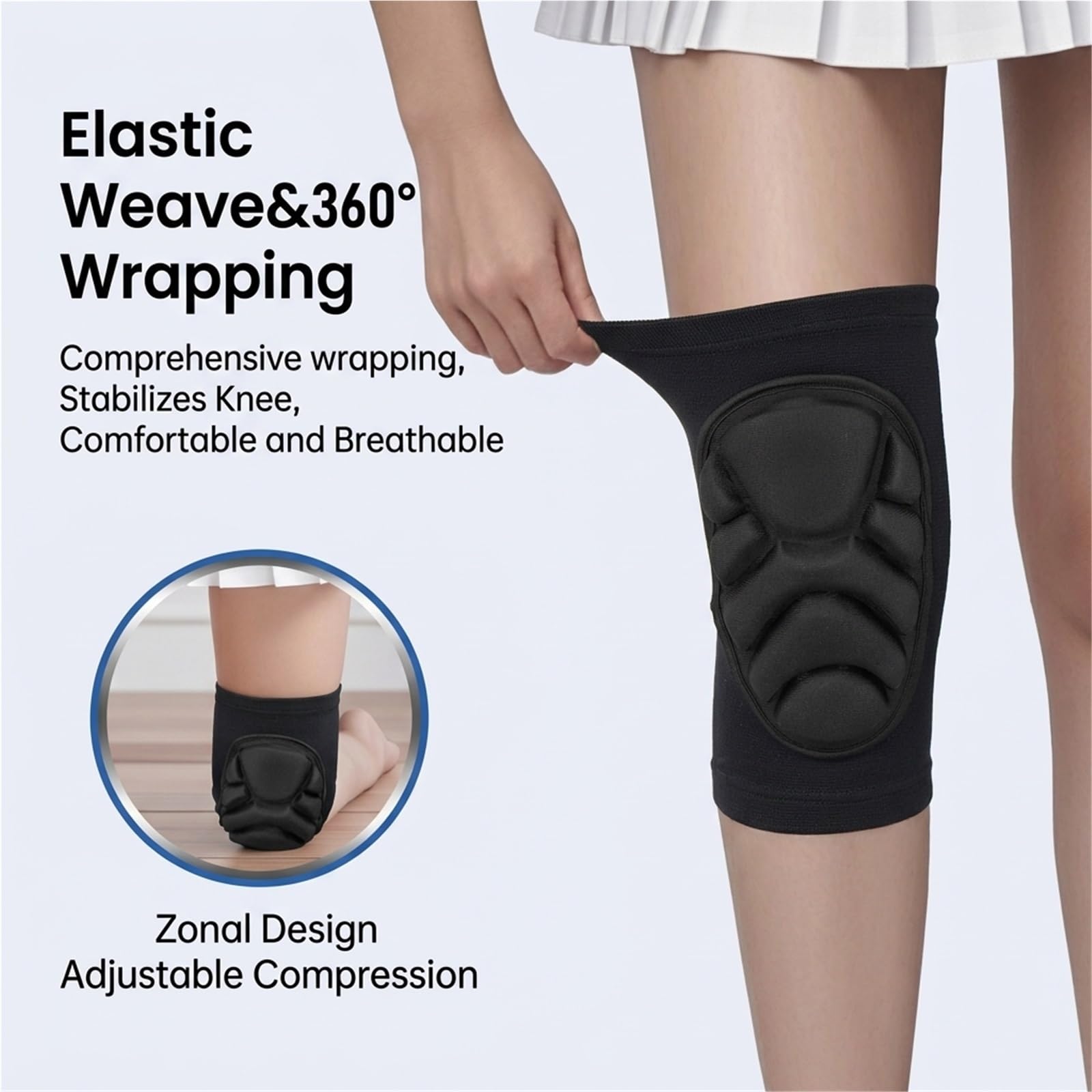 Rodilleras para hombre y mujer, mangas de compresión para rodilla con almohadilla de gel de espuma gruesa y silicona antideslizante para voleibol, baloncesto, levantamiento de pesas y jardinería.