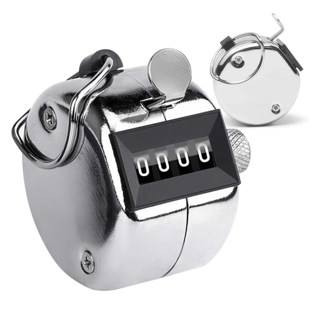 Clicker Counter Metal Handheld Tally Counter, Manual Mechanical 4 Digit Number Click Pitch Counter Clicker, One Hand Counter Clicker, Spinning Restore