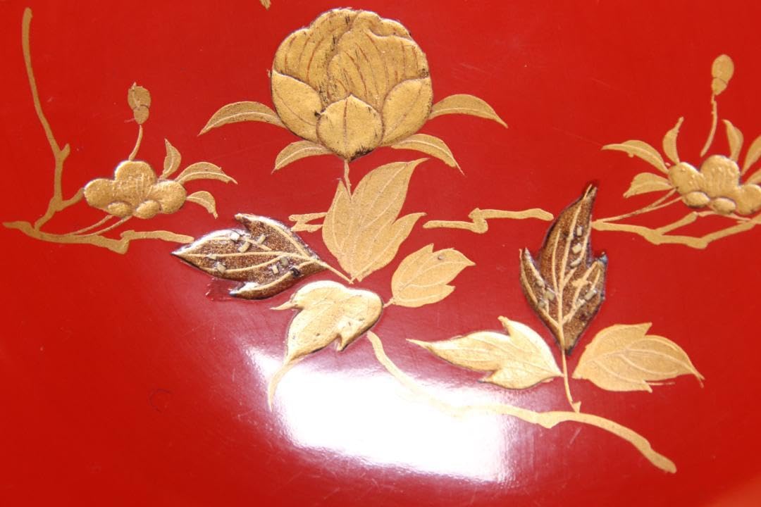 Amazon.co.jp: BE540 時代輪島塗 花車金蒔絵 朱椀 吸物椀 二客 菓子椀 