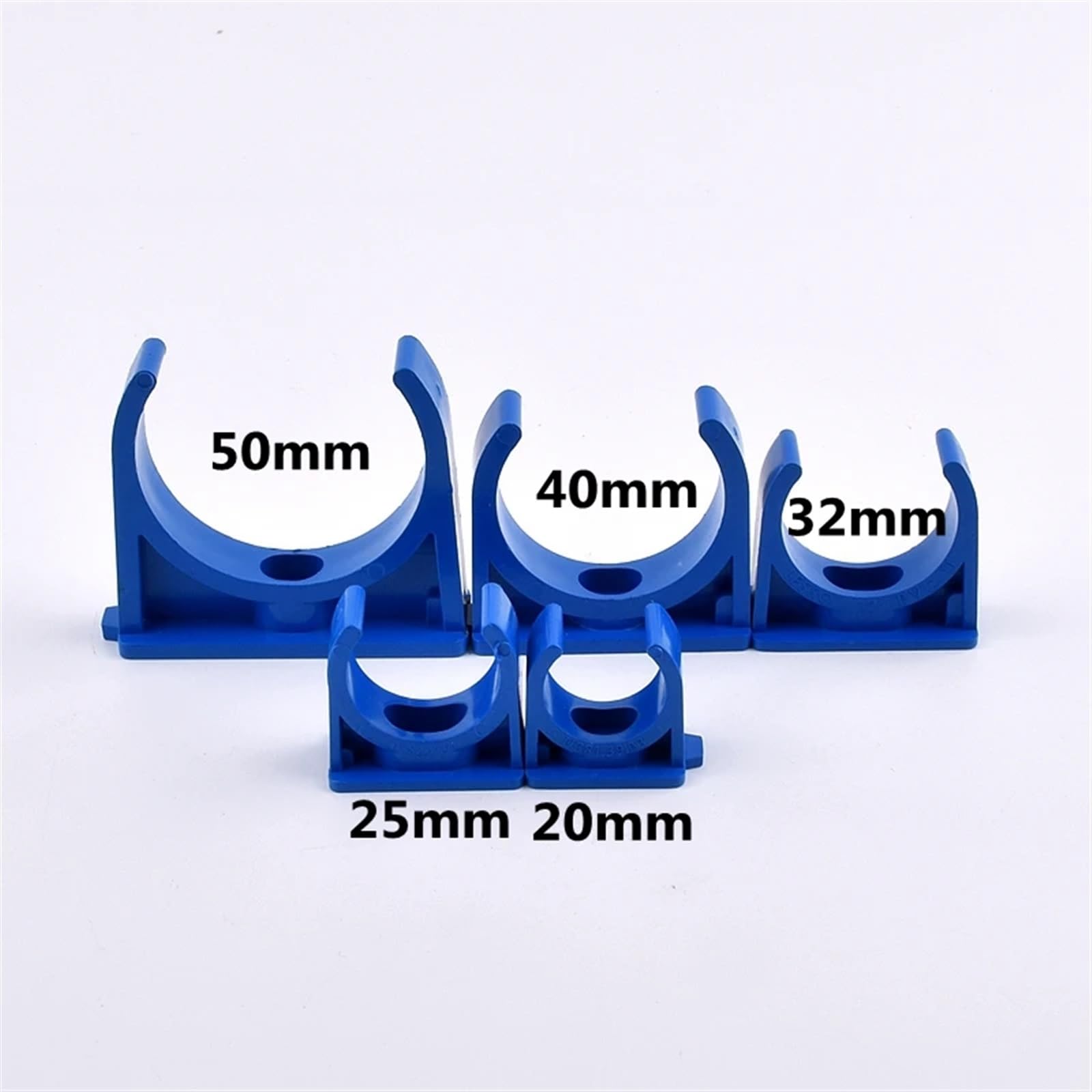 Fascette a U in PVC a forma di U per tubi in PVC blu per tubi dell'acqua da 20 a 50 mm, confezione da 5 a 20 pezzi(50 mm)