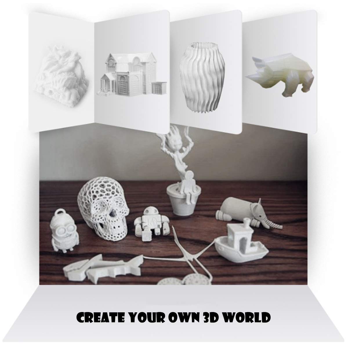 Hello Filament PLA 1,75 mm biały, filament do drukowania 3D, odpowiedni do drukarek 3D i długopisów drukujących, tolerancja ± 0,02, wysoka precyzja, bez pęcherzyków