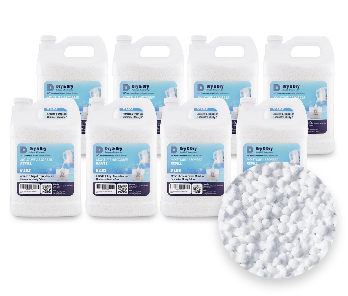 Dry &amp; Dry Moisture Absorbers Refill Beads (64 LBS) - Home Basement Bedroom Small Dehumidifiers &amp; Moisture Absorbers