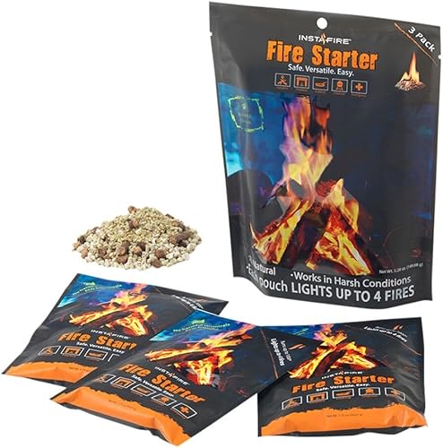 (3 paquetes) Insta-Fire Fire Starter perfecto para campamento, emergencias, senderismo, pesca, canotaje, hogueras, parrillas, supervivencia,