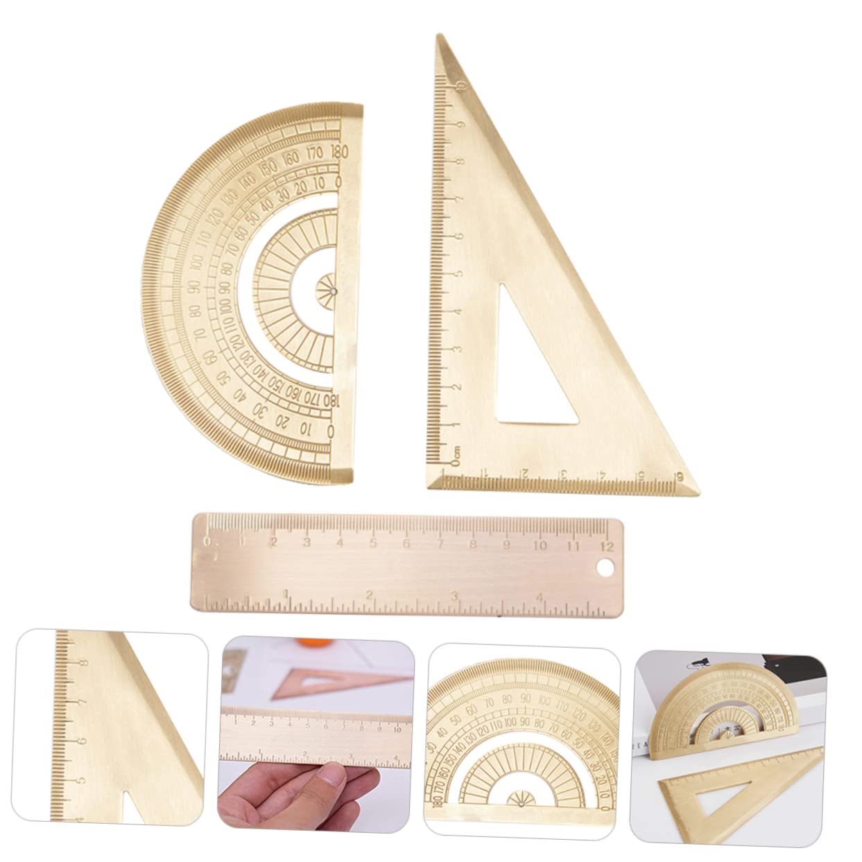 3sets Righello Triangolo e Goniometro Kit Per Studenti e Insegnanti Precisione Facile Usare
