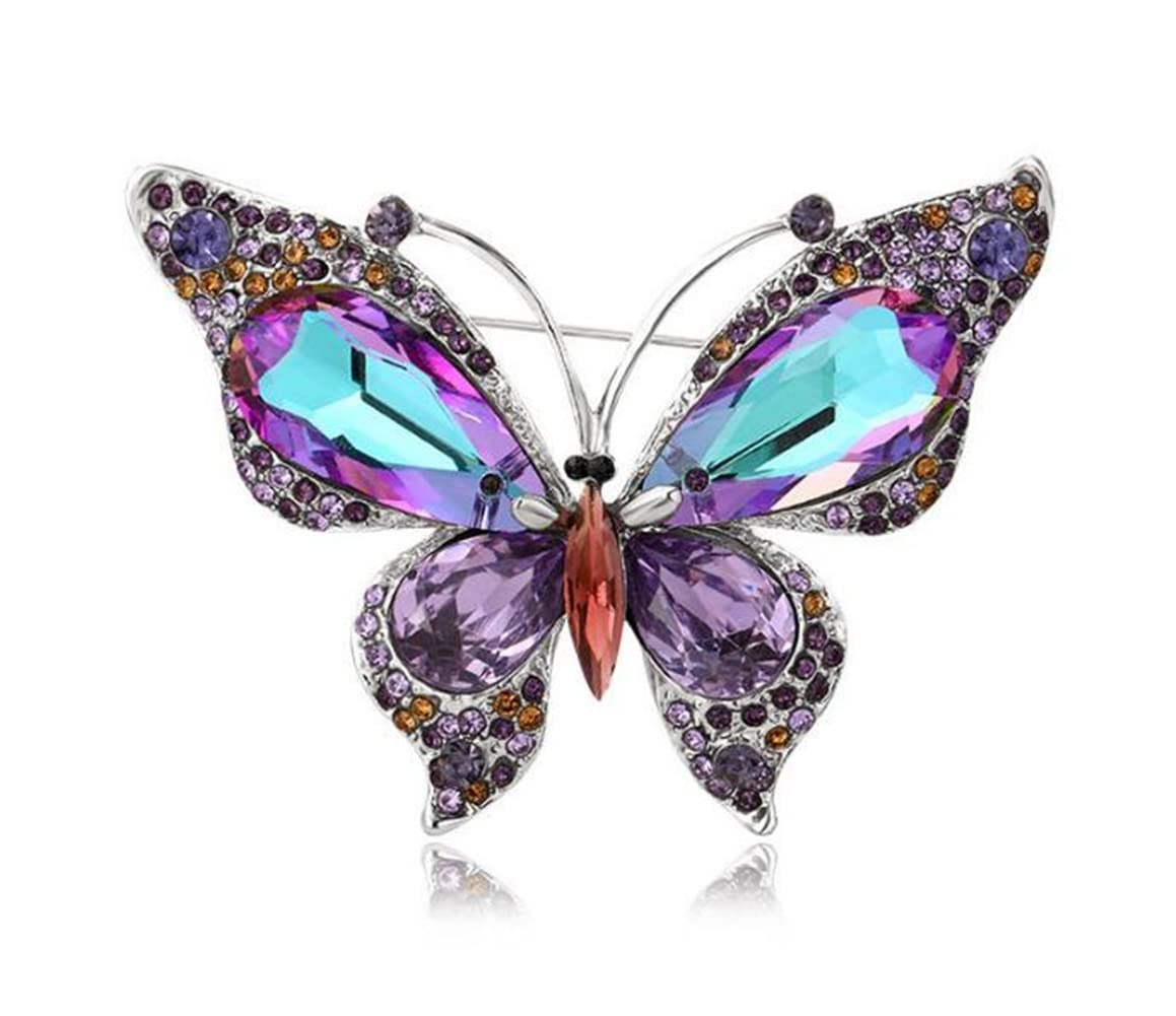 QUREZA Crystal Rhinestone Butterfly Brooch Pin Butterfly Brooches for For Women Girls Wedding/Banquet/Birthday Party