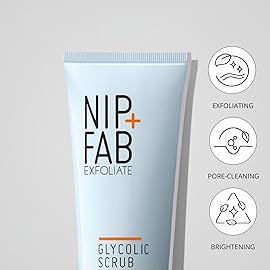 Nip + Fab Glycolic Acid Fix Face Scrub with Salicylic Acid, AHA/BHA Exfoliating Facial Cleanser Polish for Refining Pores Skin Brightening, 75 ml 2.5 fl oz