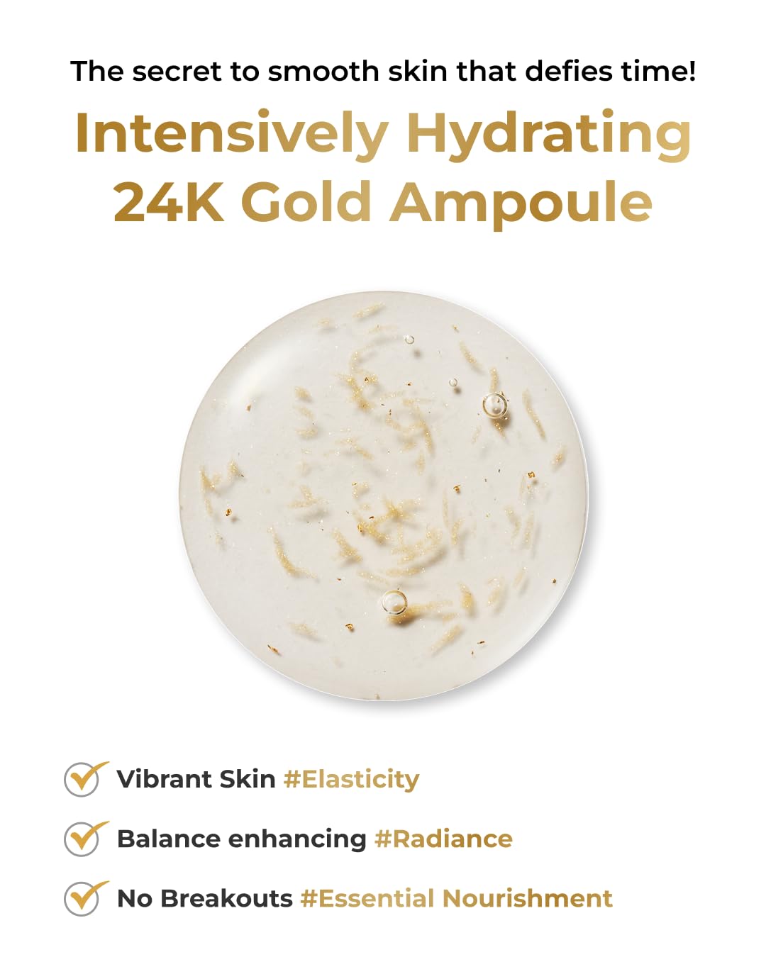 BOM COSMETICS Peptide Power Ampoule 1.01 Fl Oz, Penta-Peptide with 24k Gold Thread and 99% Pure Gold for Skin Collagen Boost, Firming Serum to Improve Elasticity and Radiance, Korean Skin Care - Image 3