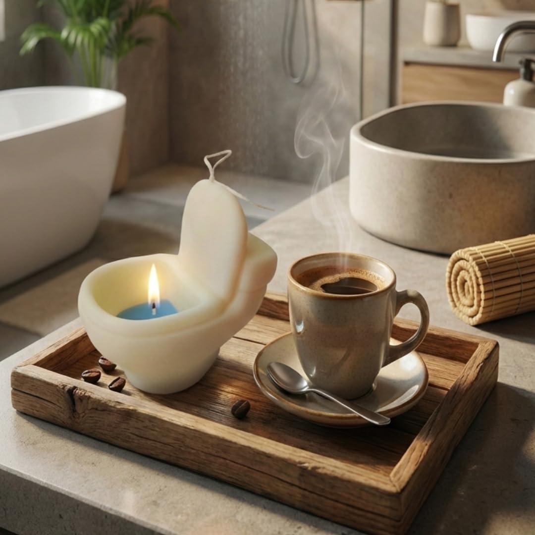 ARIA NOBILE Candela Scultura WC Design Pop Art Lignum Supreme - Cera di Soia Profumata alla Menta - Regalo Divertente e Lussuoso per Arredo Bagno e Casa - Decorazione Ironica Moderno