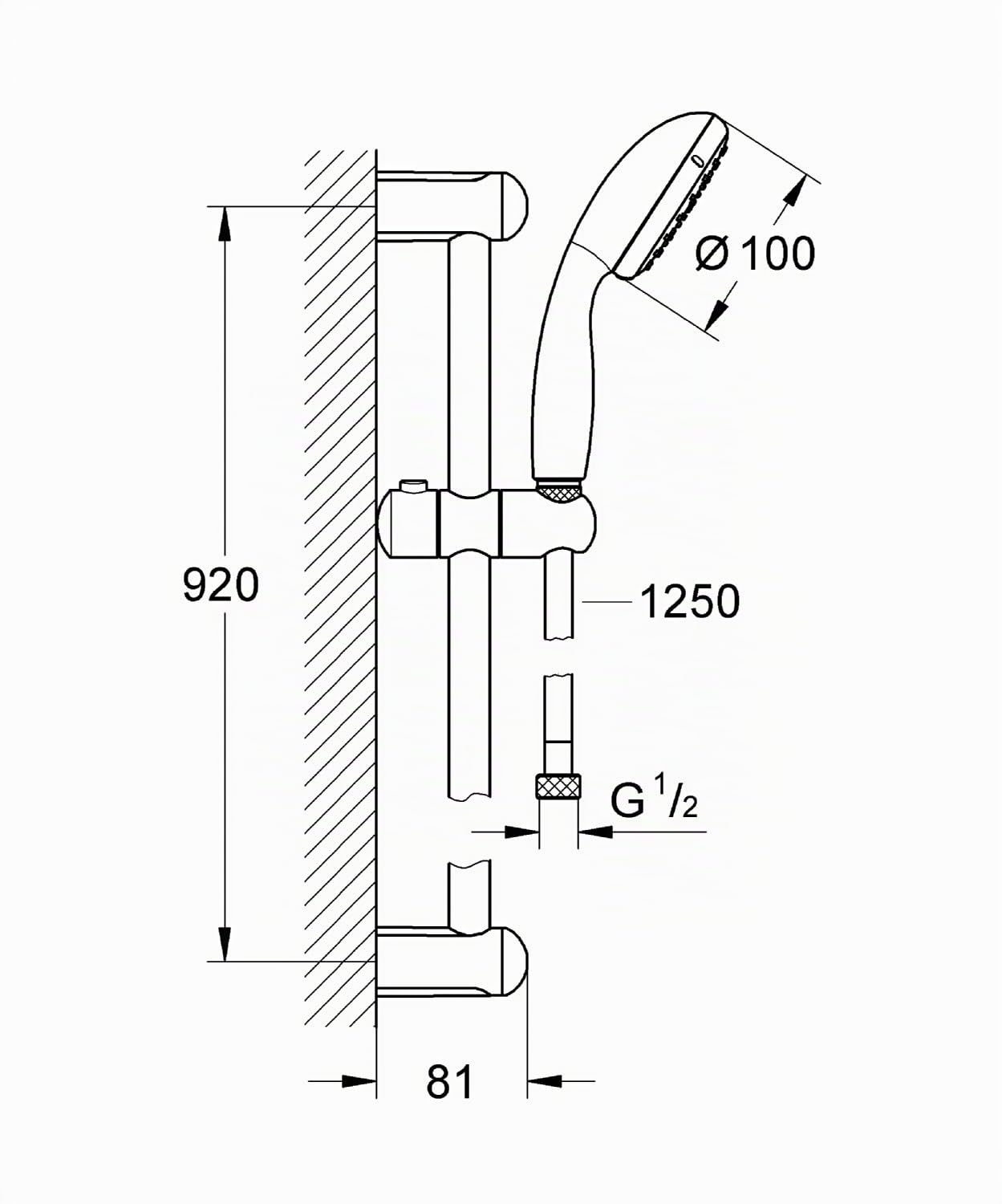 GROHE Tempesta 100 | Brause- und Duschsysteme - Brausestangenset | 900 mm, 2 Strahlarten, FESTE BOHRLÖCHER zur Befestigung, chrom | 27646000