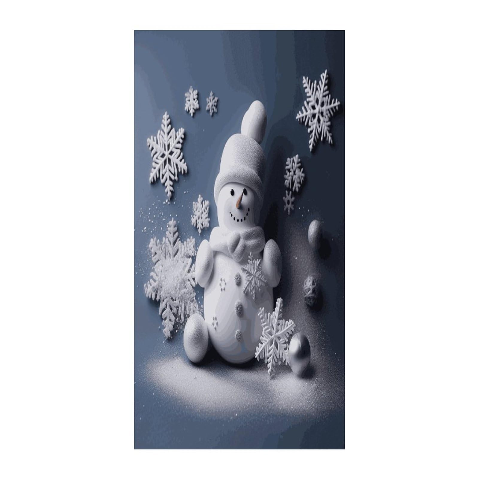 Adfgyerh Style Snowman Stars And Snowflakes Curtains，Polyester Blackout Extra Wide，Door Curtain， 35.4X 70.9 Inch For Temporary Room Dividers Bedroom Living Room，Room Darkening Curtains ，For Doorway Privacy For Wal