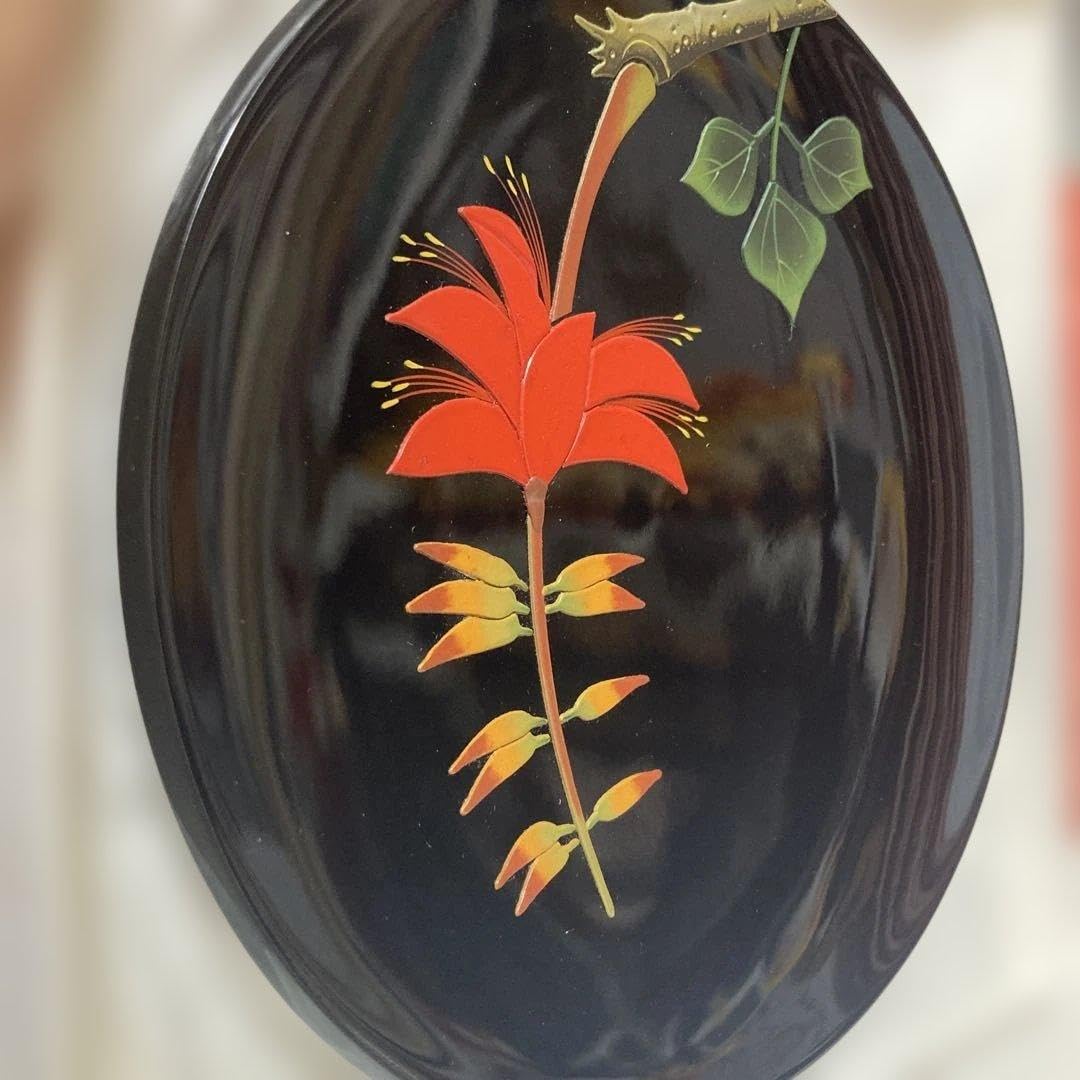 貴重　沖縄漆器　紅房　べんぼう　漆器 花柄 天然漆塗り　菓子皿　デイゴの花 Amazon.co.jp: 沖縄漆器 紅房 べんぼう 漆器 花柄 天然漆塗り 菓子皿