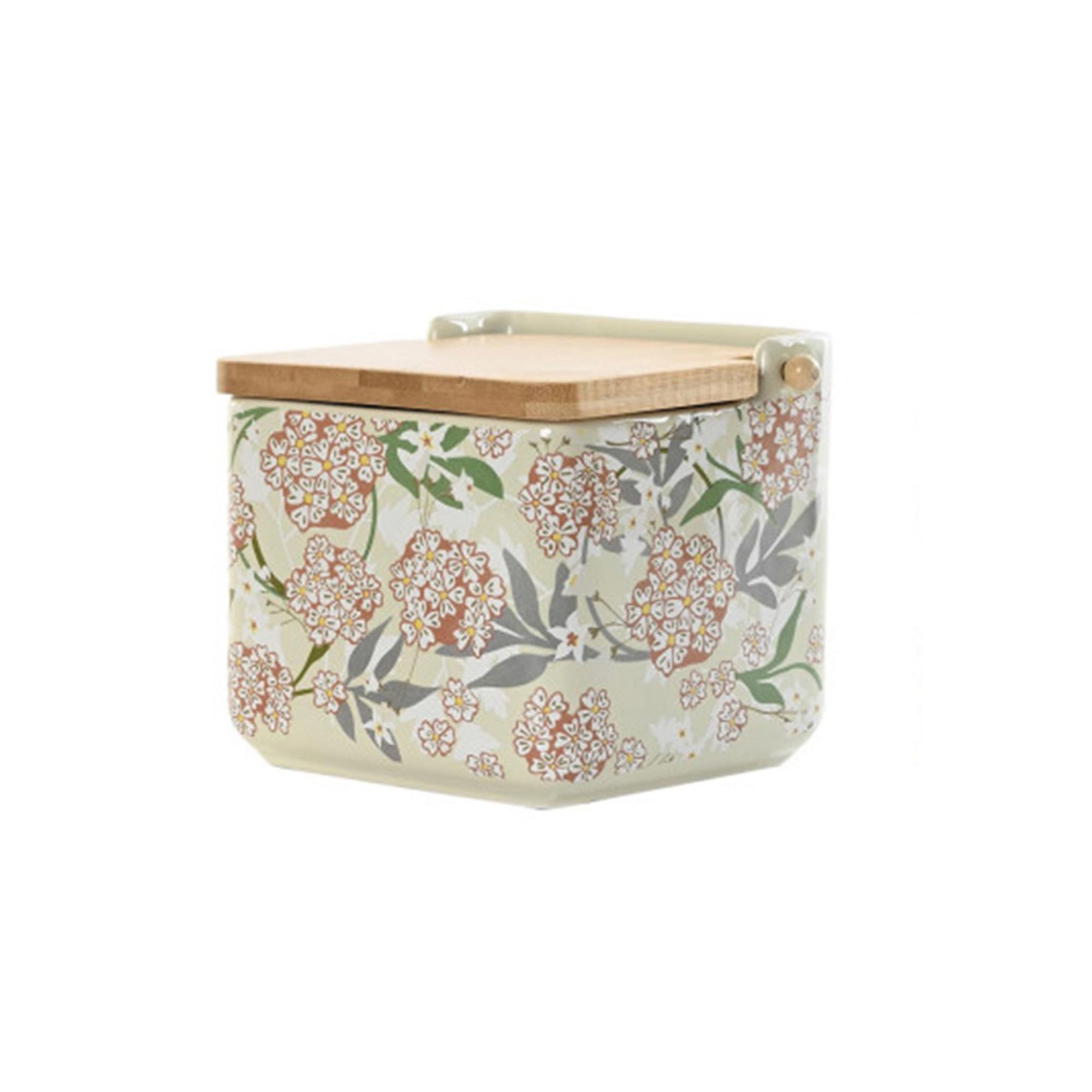 Panda Home Salero de Cocina de Cerámica con Tapa de Bambú Varios Diseños Originales .Tamaño 12cmx12cmx11cm (Modelo 7)