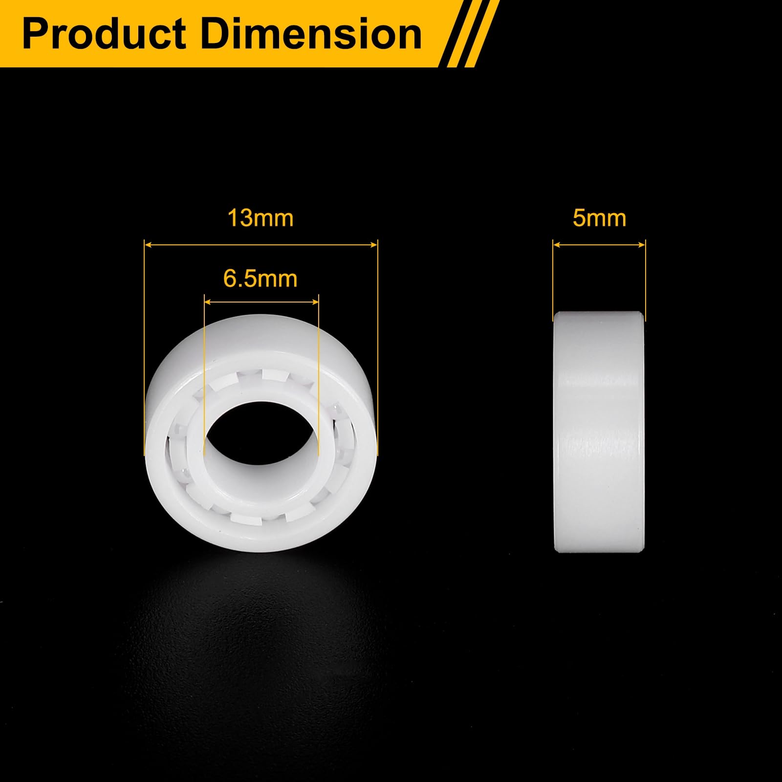 sourcing map R188 Roulement en céramique 6,5 x 13 x 5 mm Roulement miniature à rainure profonde lisse en zircone pour applications à grande vitesse Z2 ABEC3(P6)