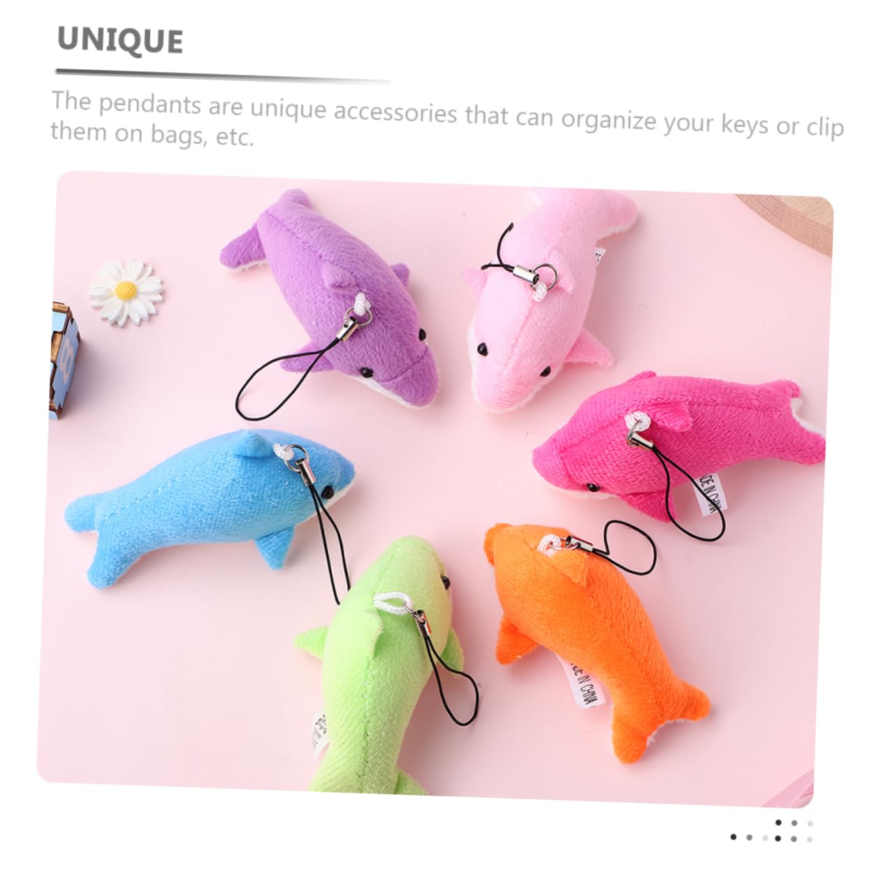 HOLIDYOYO 12Pcs Plush Dolphin Keychains Cartoon Pendant Cute Decorative Charms for Bags Unique present for Friends for Key Organization and Bag Accessories