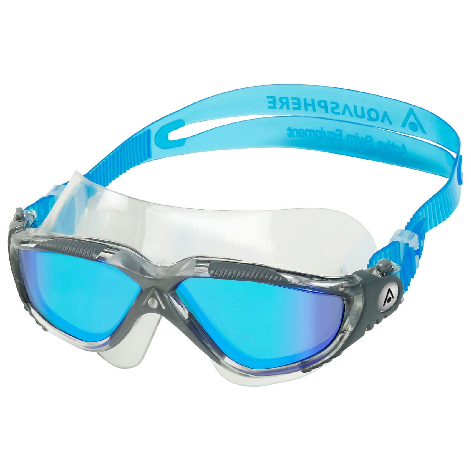 Aqua SphereVista Adult Swimming Goggles - Clear/Grey - Blue Titanium Mirrored
