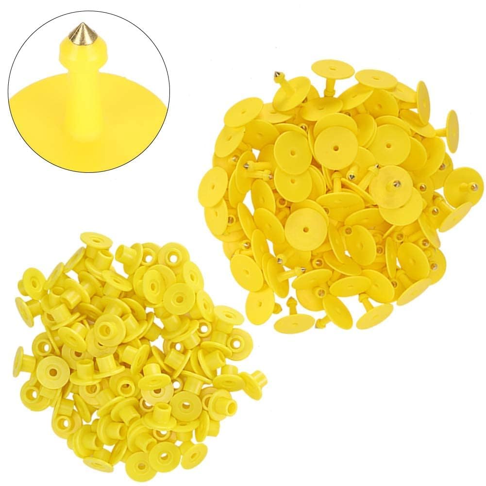 100pcs marchi auricolari di pecora giallo PU marchi auricolari identificazione bestiame etichette auricolari vuote per capra agnello bovini mucche maiali(Giallo)