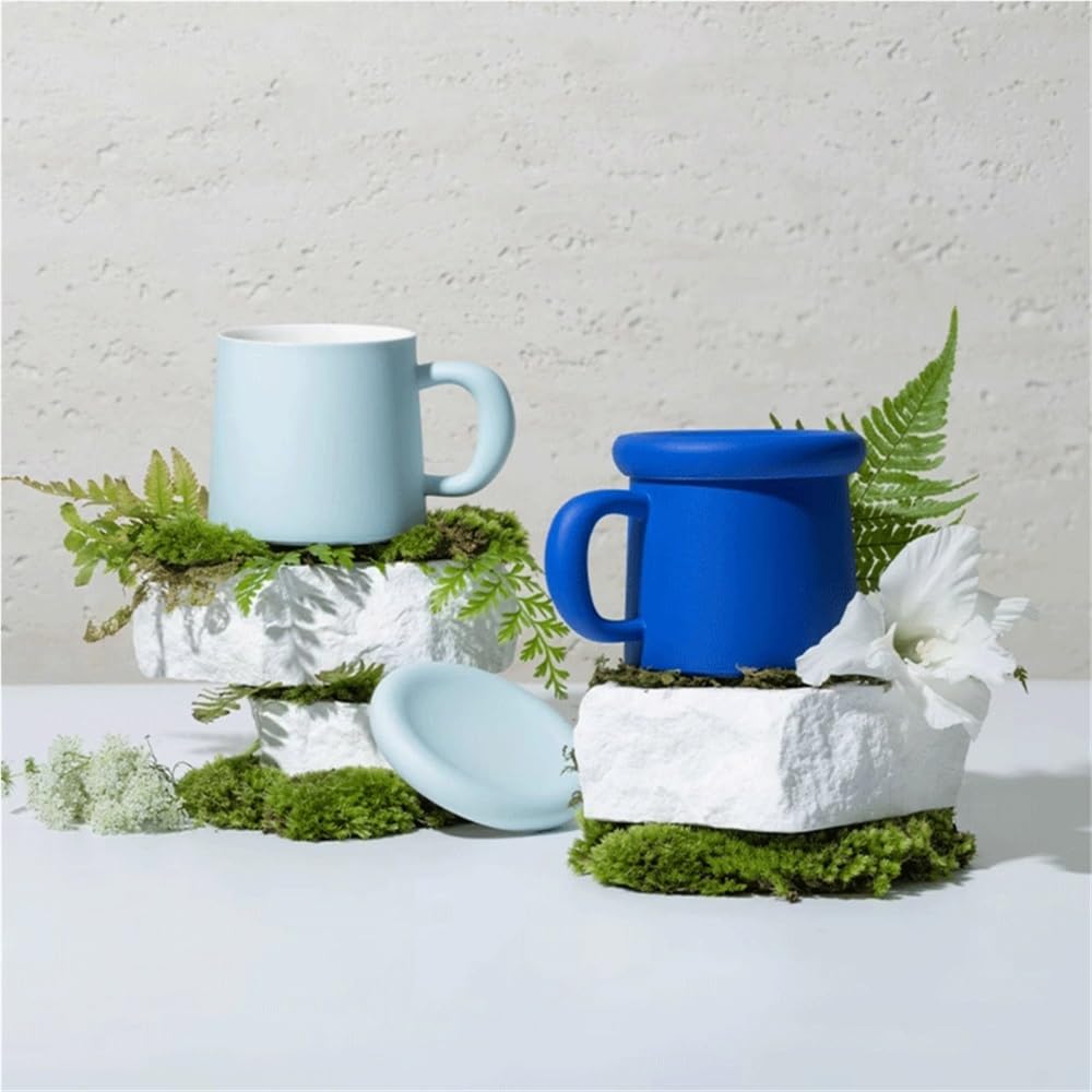 Kaffeebecher Tasse mit Keramiküberzug, Kaffeetassen-Set in Zwei Farben, Fassungsvermögen 325 ml, fürs Büro oder als Paar-Becher Kaffeetasse(Green)