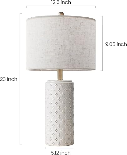 Miniatura 5 de Juego de 2 lámparas de mesa de cerámica de 23 pulgadas, lámpara de mesa de cerámica regulable de 3 vías para dormitorio, casa de campo, lámparas de