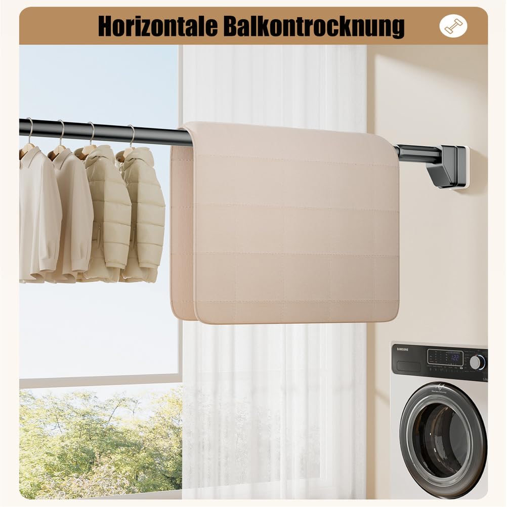 Bastone Tenda Doccia Estensibile Senza Forare, 1 Asta Telescopica a Pressione, Facile da Installare, Antiscivolo, per Bagno, Finestra, Armadio, Balcone,Bianca,70ㅡ120cm