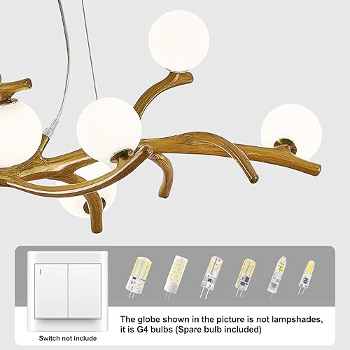 Miniatura 8 de Lámpara de techo moderna de 28.7 pulgadas, lámpara Sputnik de 8 luces, lámpara de resina de mediados de siglo sobre mesa, candelabros de altura