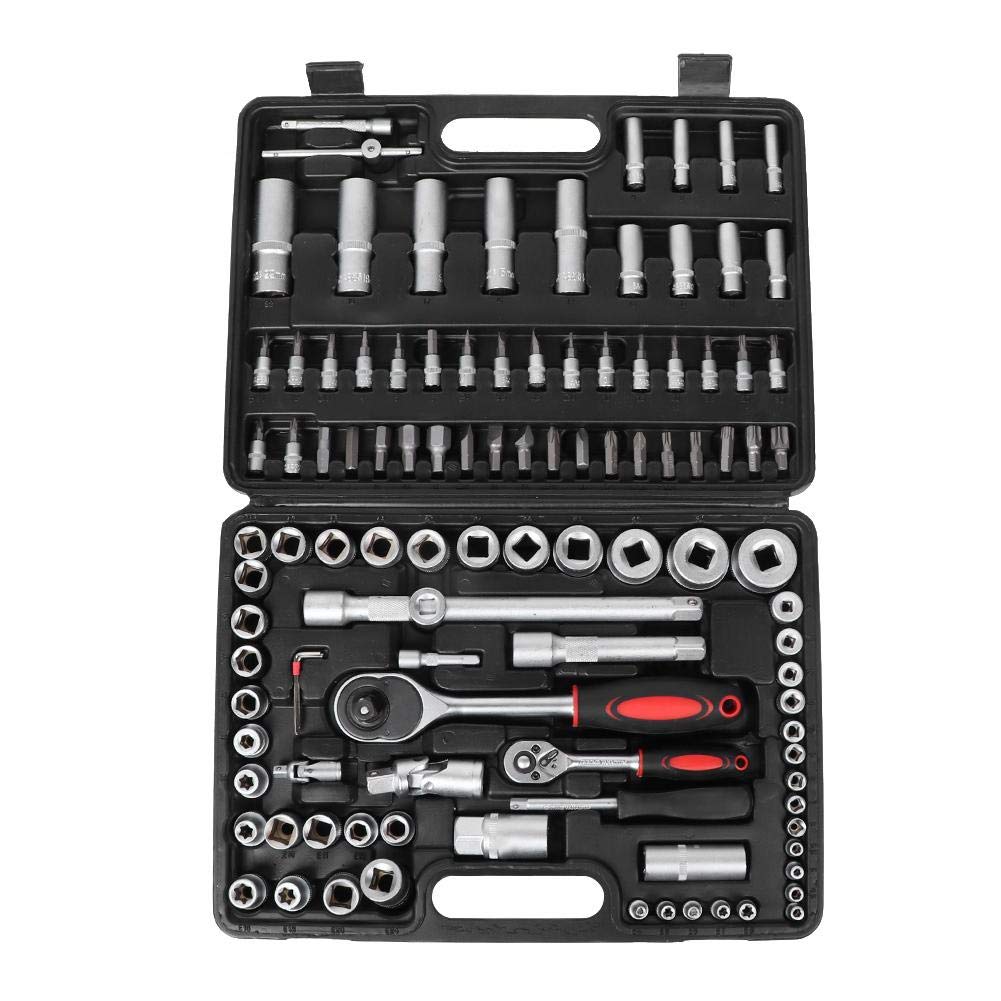 Cocoarm Zestaw Kluczy Nasadowych 108 szt. Stal Chromowo-wanadowa 1 2 w 1 4 Cale Napęd z Super Lock Design Przedłużki Grzechotkowe do Napraw Samochodowych Mechanika Garażowa w Domu