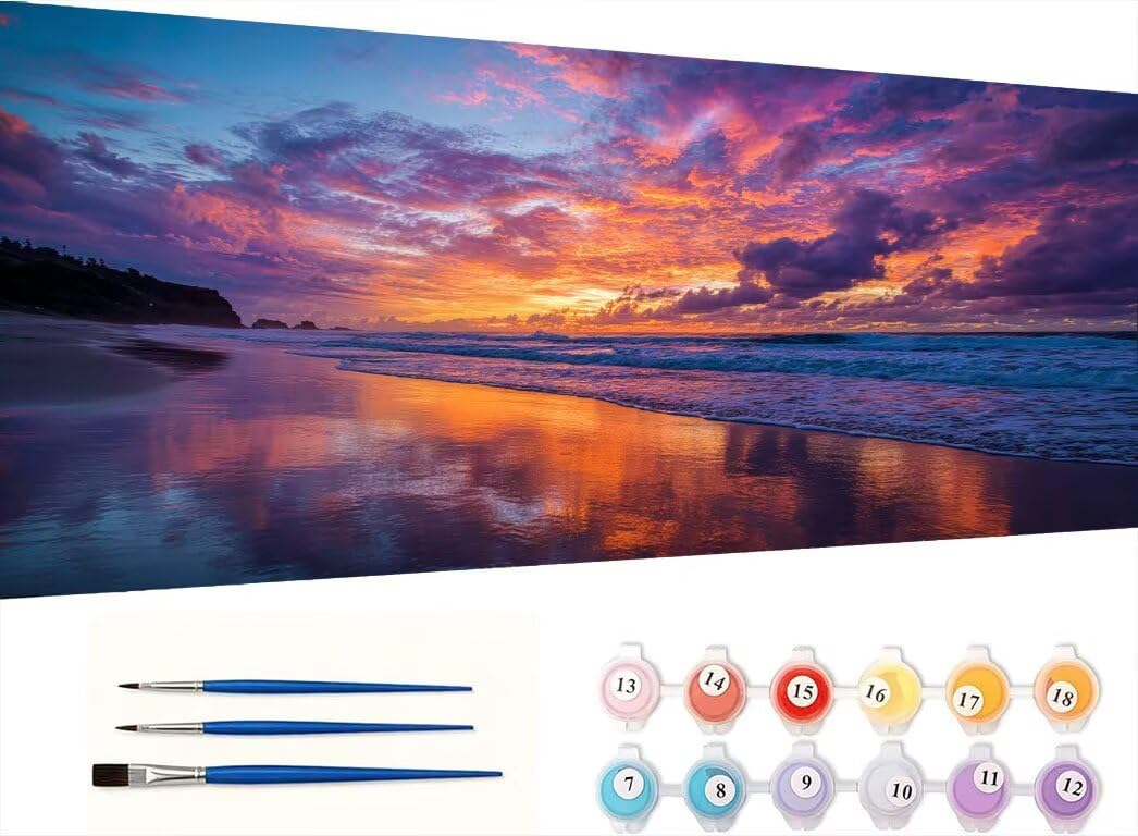 Pintar por Numeros Adultos, Hermoso Atardecer, 100x130cm 7JGWX-360