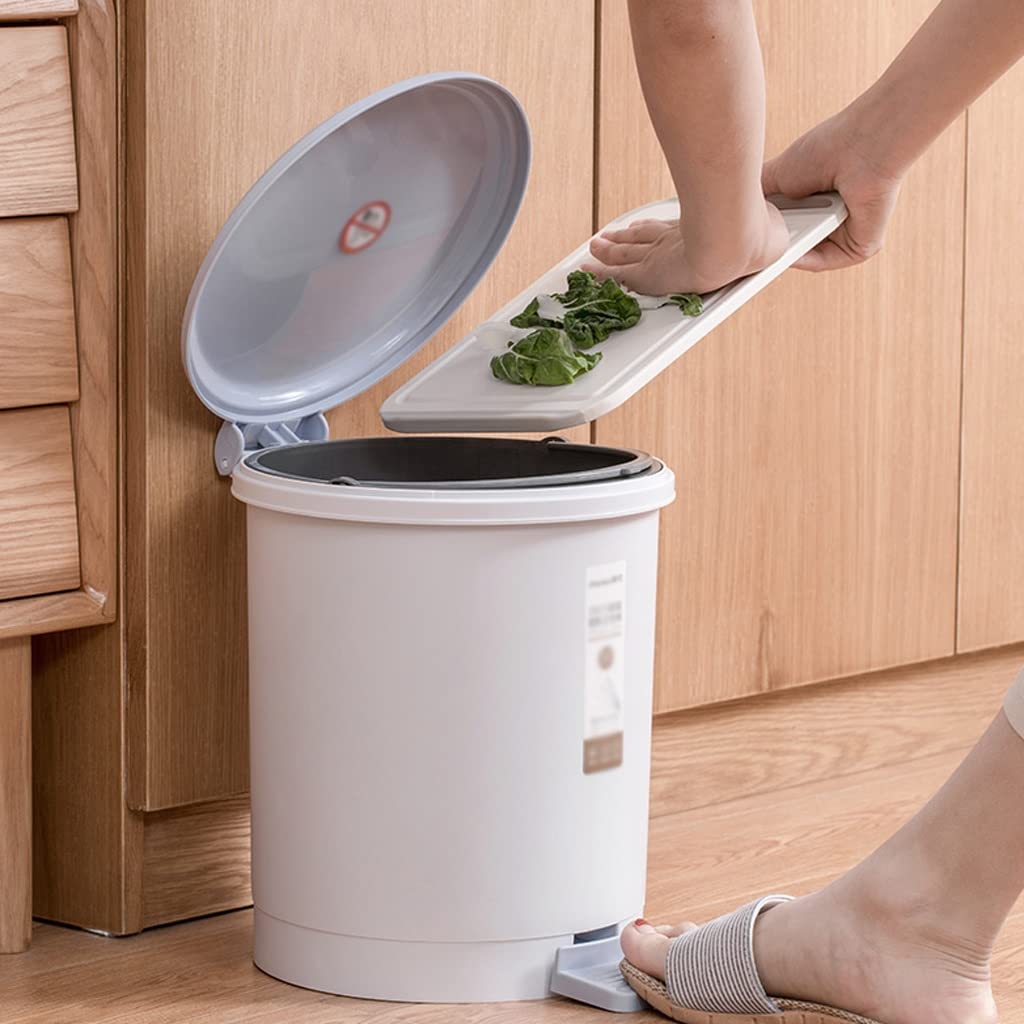 Cubo Basura Casa Pie en la Papelera de plástico con Tapa, 9.6 litros Basura for Sala Estar Cocina Baño Papelera Reciclaje