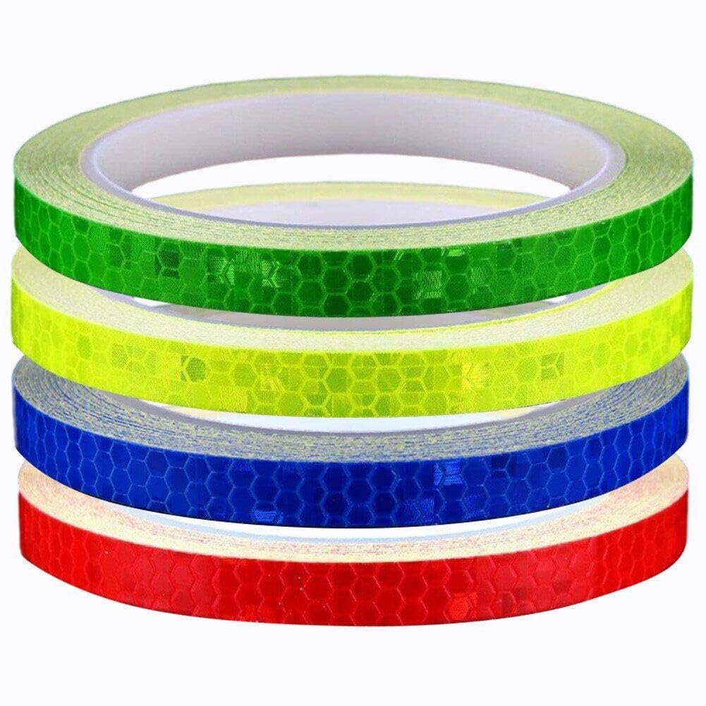 Sanfly Style2 4 Rolls Bike Reflective Stickers Self Adhesive Fluorescent Tape Bicycle Strips Cycling Mtb Tapes For Bicycle Helmet Motorcycle Scooter