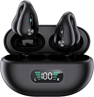 Loluka Open Ear Bone Conduction Earbuds Wireless Ear Clip Bone Conduction Headphones Head Set Bluetooth Open Ear Headphones Wireless Bluetooth Bone Conducting Earphones Ear Buds for Small Ear Canals