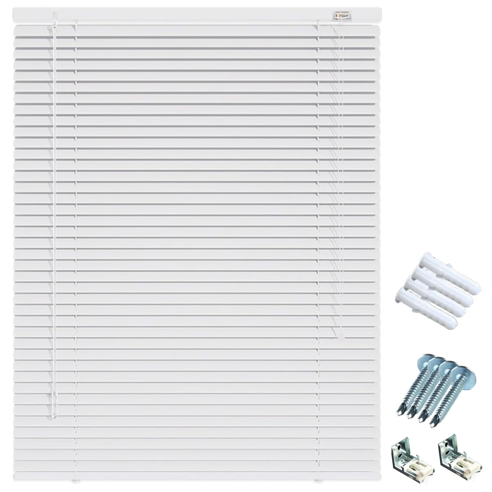 Aluminum Venetian Blinds for Windows, Horizontal Window Blind 2.5cm Slat, Light Filtering Drilling Shades, for Home Bedroom Office Bathroom, Easy Fit Child Safe width: 25-165cm Height: 50-290cm(White)