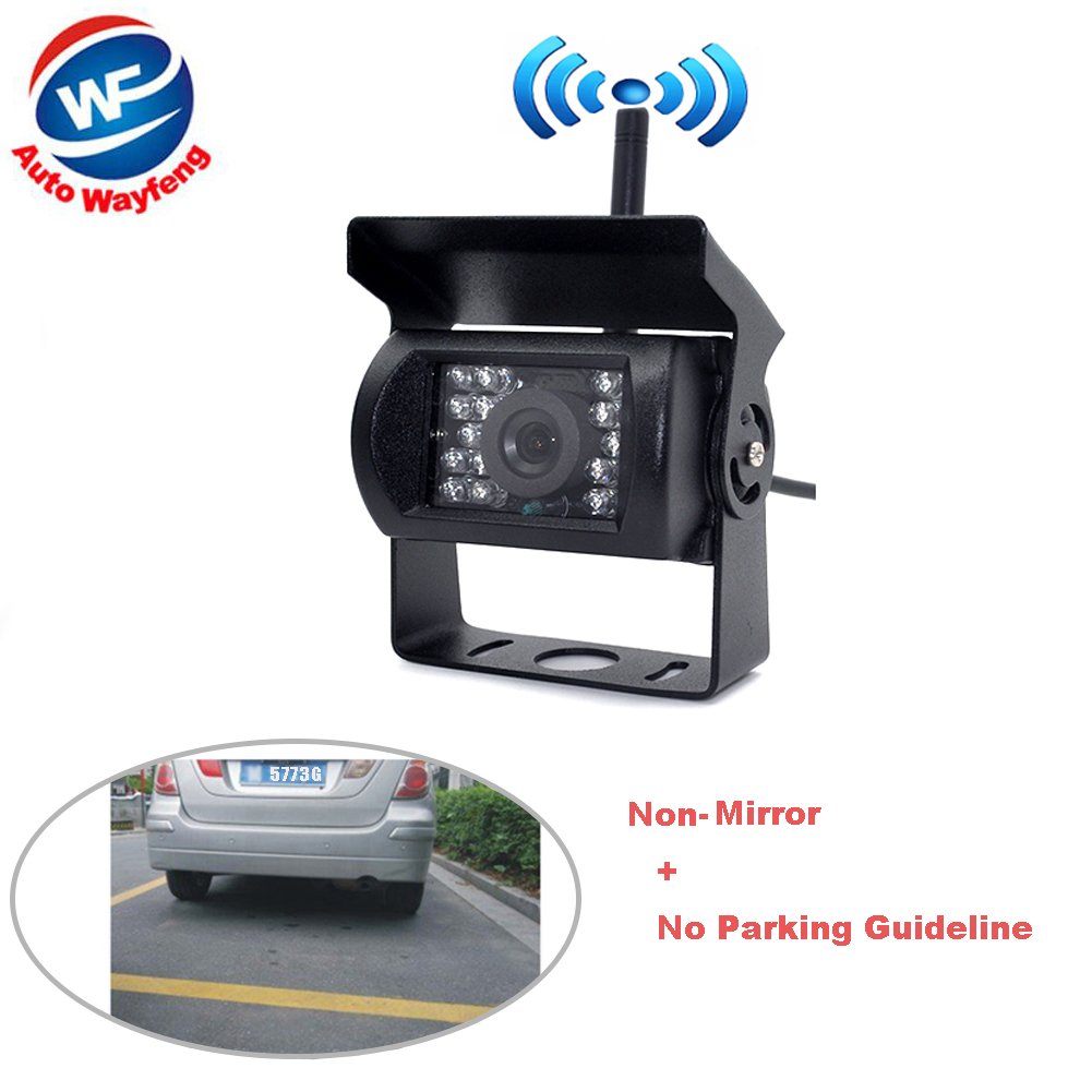 Auto Wayfeng WFWireless Car Rear View Camera Waterproof 18 LED IR Night Vision Backup Camera for Vehicle Truck Camper (Non-Mirror + No Parking Guideline)