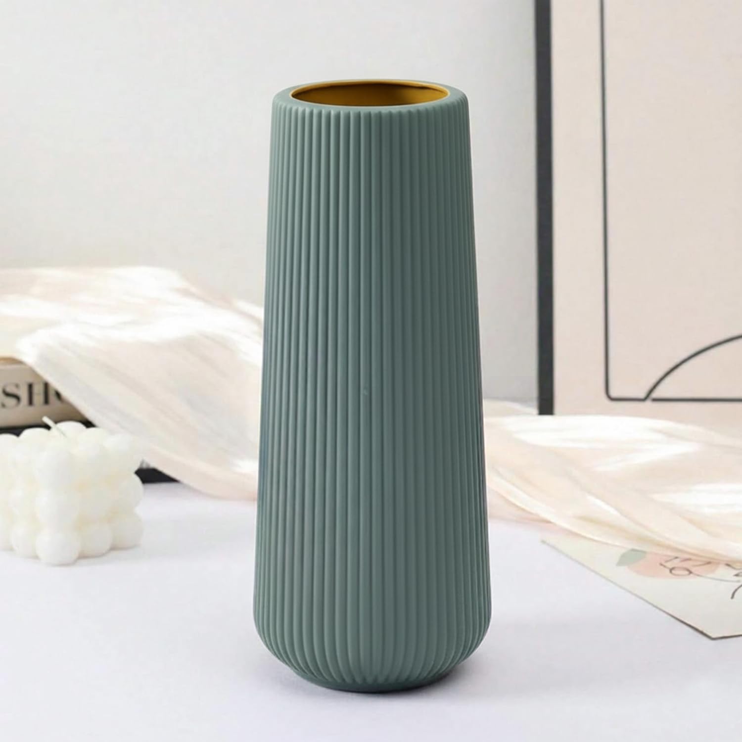 Blue Plastic Flower Pot - Unbreakable Vase for Home Decor -9