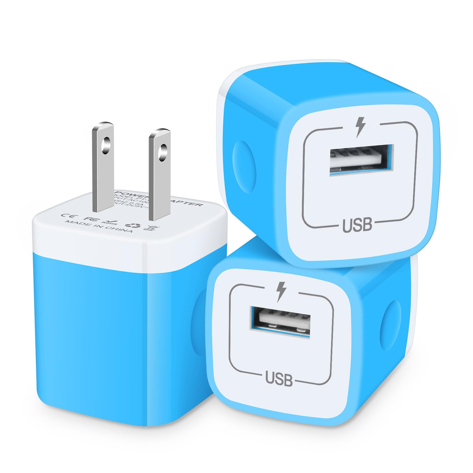 USB Charger, iPhone Wall Charger Block, 2.1A/5V 3Pack iPhone Fast Charging Block Charger Cube Plug Outlet for iPhone 15 14 13 12 11 Pro Max SE XR XS X, Samsung Galaxy S23 S22 A54 Note 20, LG, Pixel 8