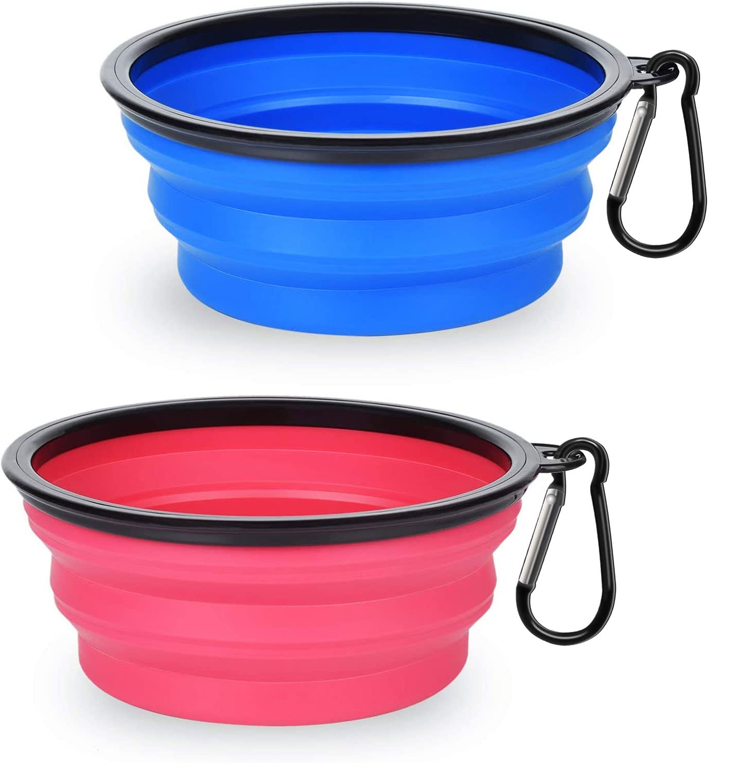 PetBonus 2-Pack Large Silicone Collapsible Dog Bowl (4 Cups,34oz), BPA Free and Dishwasher Safe, Portable Foldable Travel Bowl, Food and Water Bowls for Dogs and Cats - 2-Color Carabiners Per Set (B07SQPQ2QT) Amazon Price History, Amazon Price Tracker