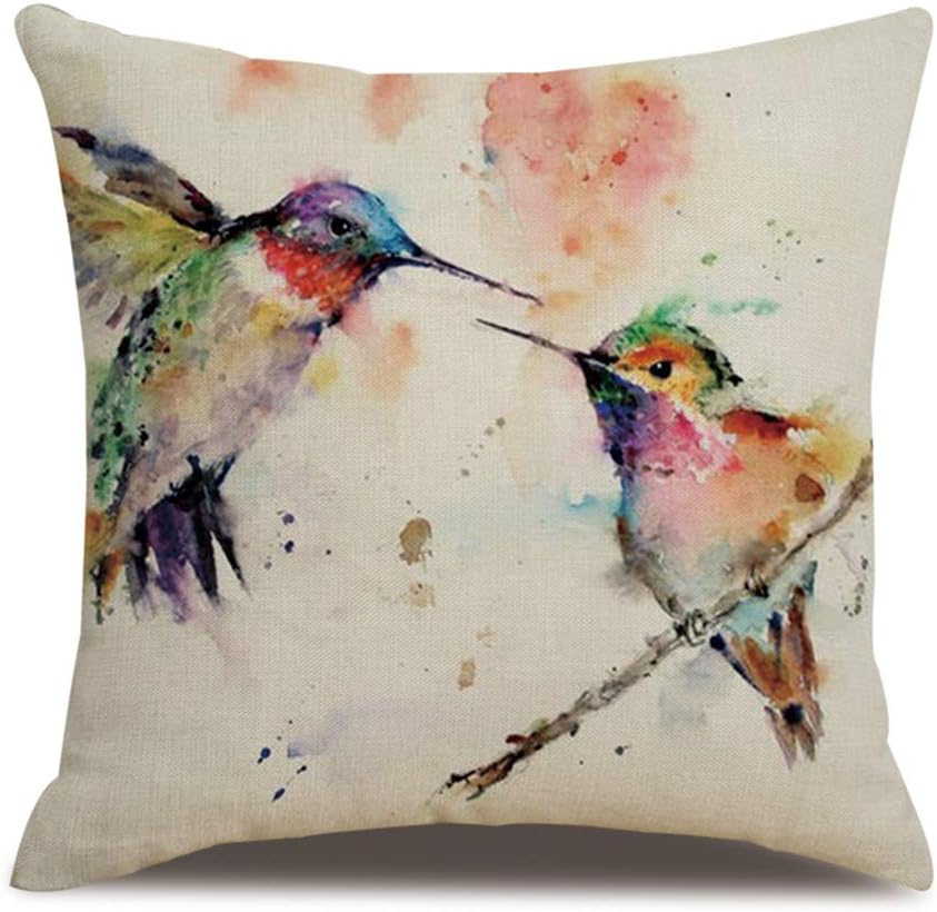 wintefei Bird Flower Pillow Case Bed Sofa Living Room Decor Throw Cushion Cover - 5#