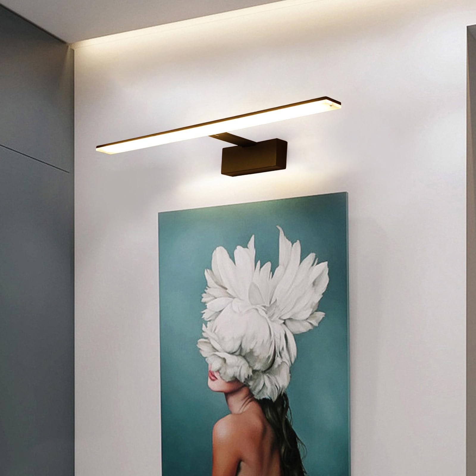 LED Spiegelleuchte Bad Wandleuchten Modern Minimalistisch Bildbeleuchtung Wandbeleuchtung Metall Wasserdicht Wandleuchte für Schminktisch Wohnzimmer Schlafzimmer (Weiß Warmes Licht,62cm)