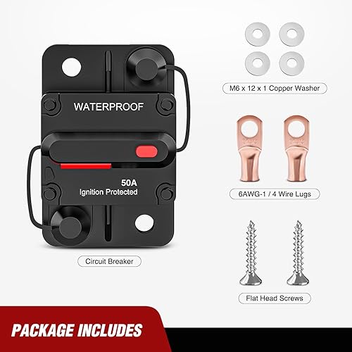 Miniatura 57 de Nilight - Disyuntor en línea de 60 A, reiniciable, 12-24 V CC, portafusibles de reinicio manual, calibre 3-15 AWG, protección contra sobrecarga