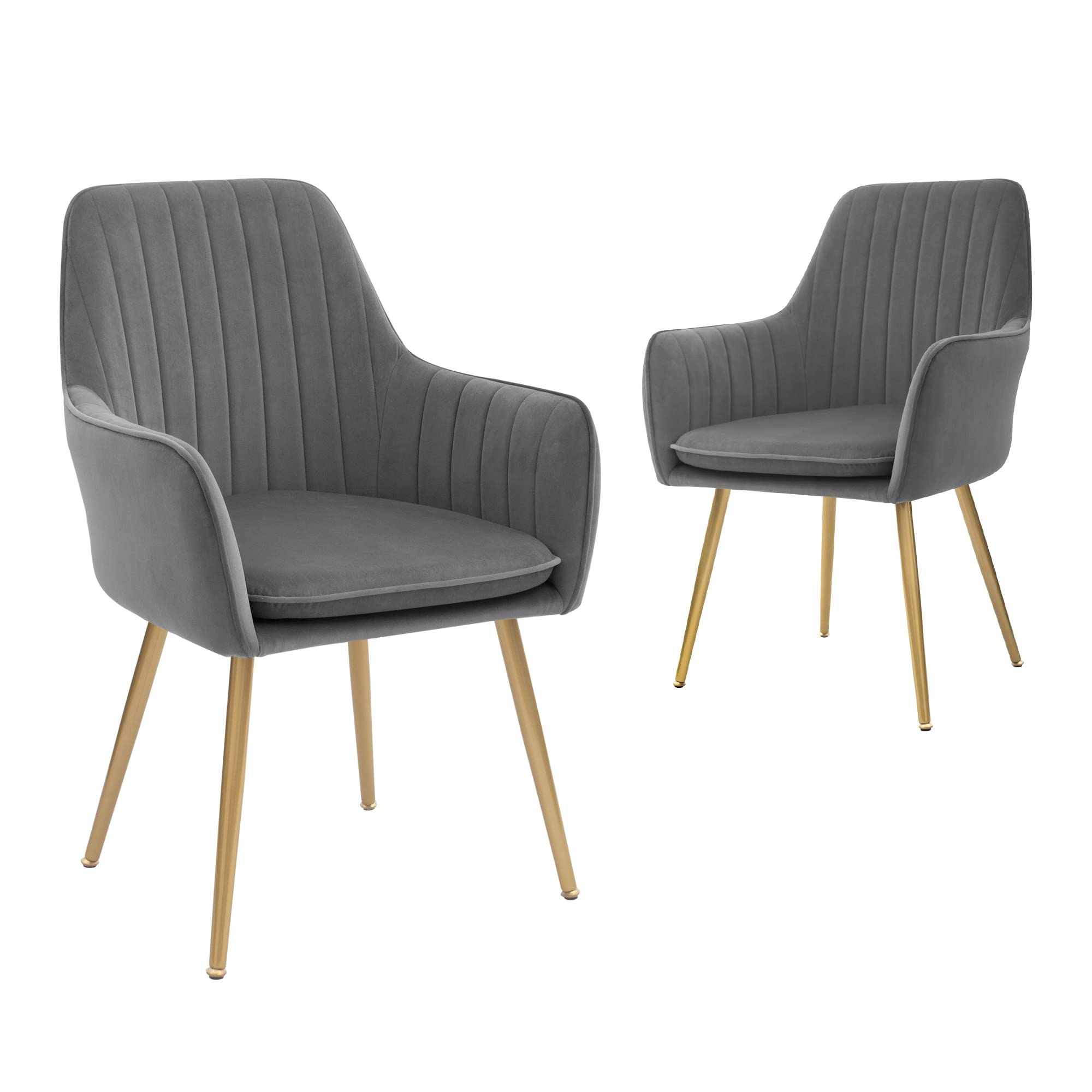 Photo 1 of ***SEE NOTE*** CangLong Furniture Modern Living Dining Room Accent Arm Chairs Club Guest with Gold Metal Legs, Set of 2, Grey