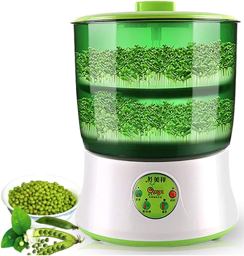 elegantstunning 2 Layer Automatic Electric Germinator Seed Growth Bucket Bean Sprouts Maker