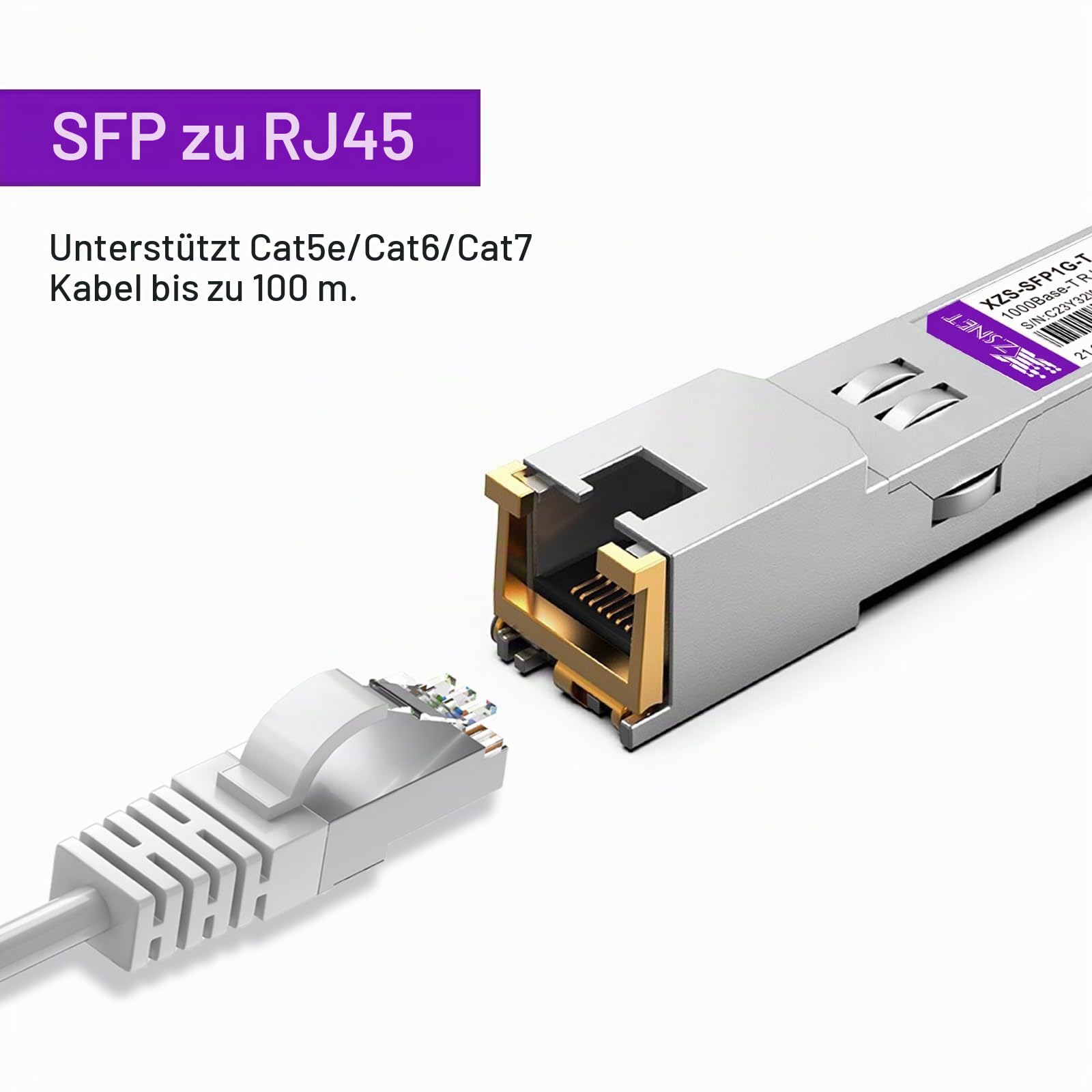 1000BASE-T SFP auf RJ45 Transceiver, 1,25 G Kupfer SFP auf Ethernet Mini-GBIC-Modul, kompatibel mit Ubiquiti UniFi UF-RJ45-1G / UACC-CM-RJ45-1G und mehr, 1 Stück