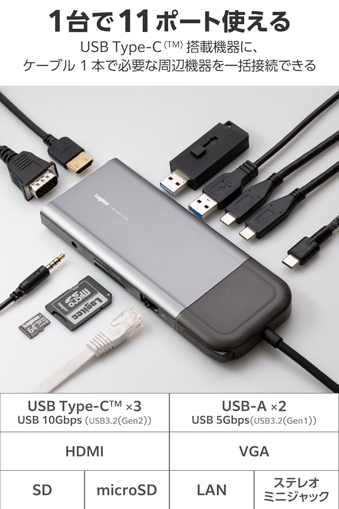 HPノート ドッキングステーション Win11Pro, Office2021 Amazon.co.jp: ロジテック USB Type-C ハブ ドッキング