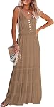 PRETTYGARDEN 2026 Robe Maxi d'été Spaghetti Strap Sans manches Haute Plage Vacances longues Sundress pour femme