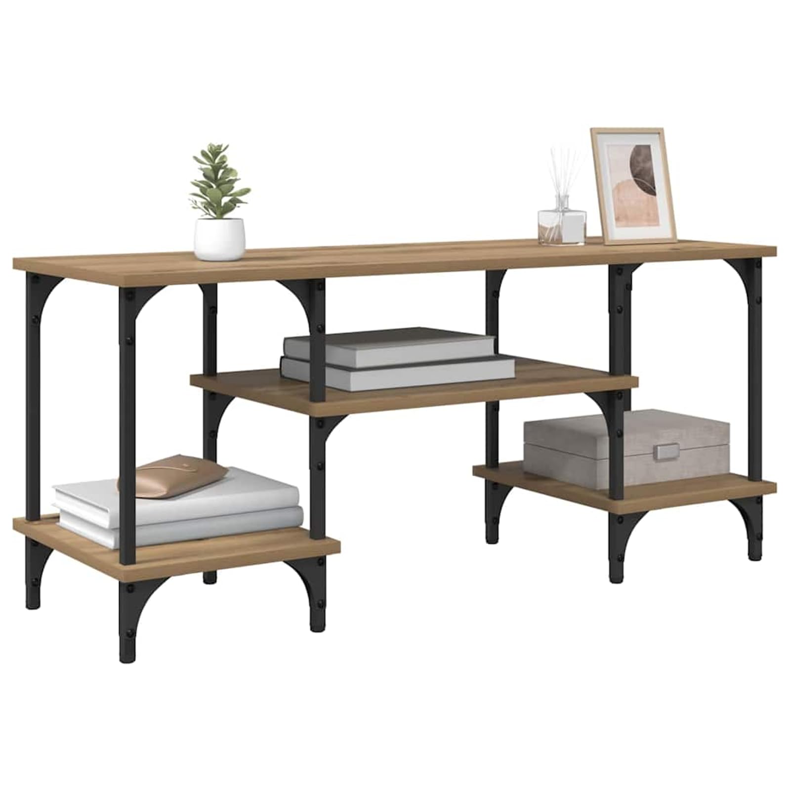 Gecheer TV-Schränk Artisan-Eiche 102 x 35 x 45,5 cm, Fernsehschrank Fernsehtisch TV-Lowboard für Wohnzimmer Home-Cinema Gamerzimmer881295