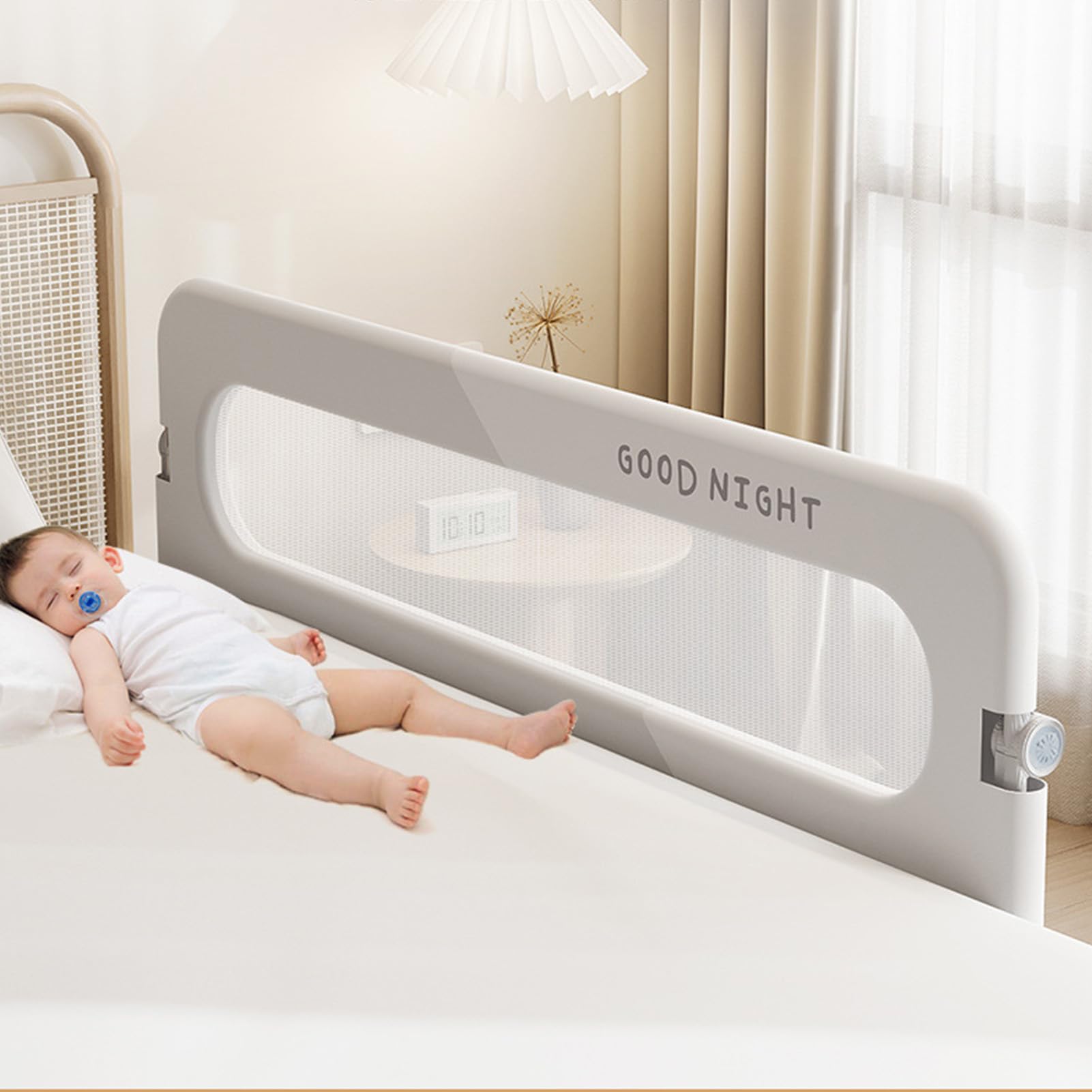 Hidyliu Barandilla de Cama Plegable Portátil de 2 M, Barandilla de Seguridad para Cama de bebé de un Lado con Fácil Instalación, sin Herramientas para Viajes a Casa, Protecto