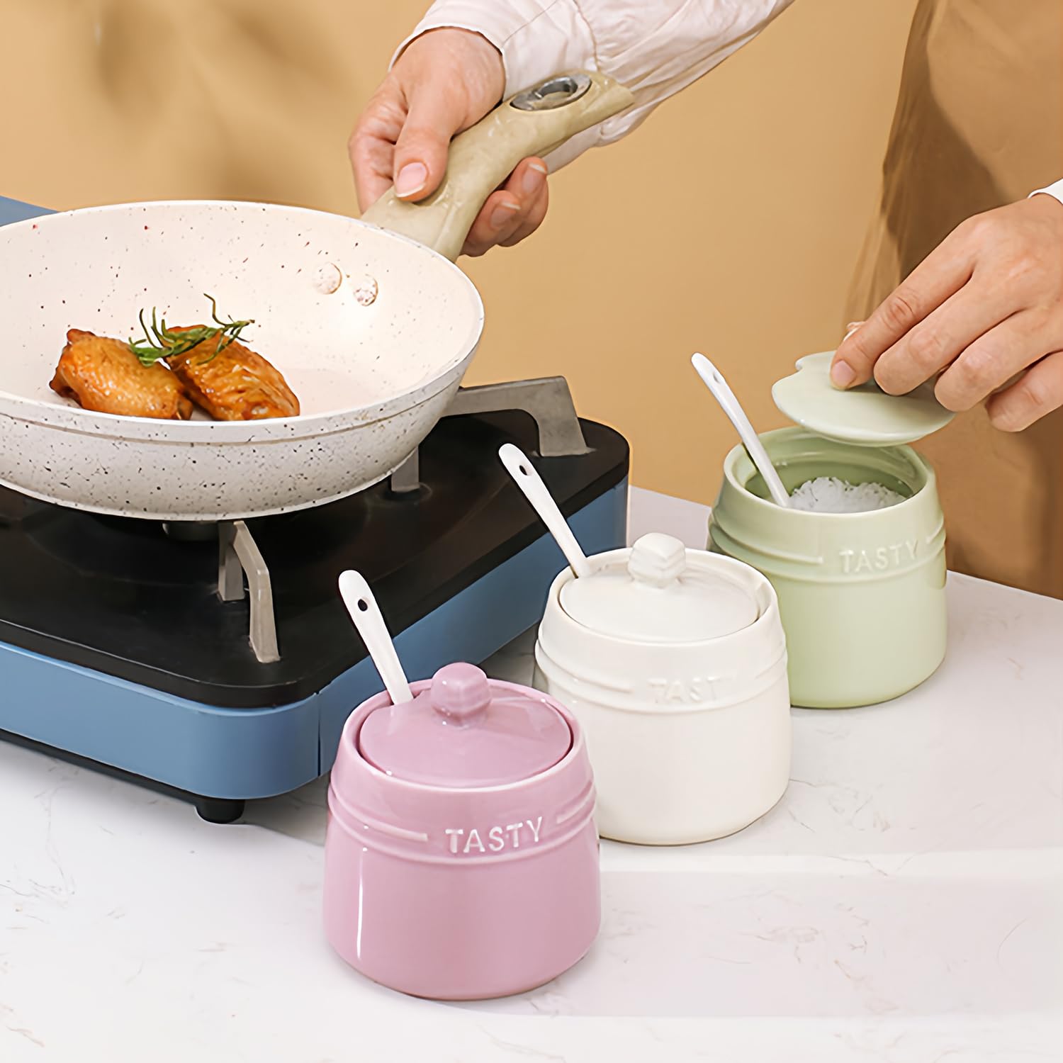 Dowbom Sucrier Avec Couvercle Et Cuillère, Pot De Rangement